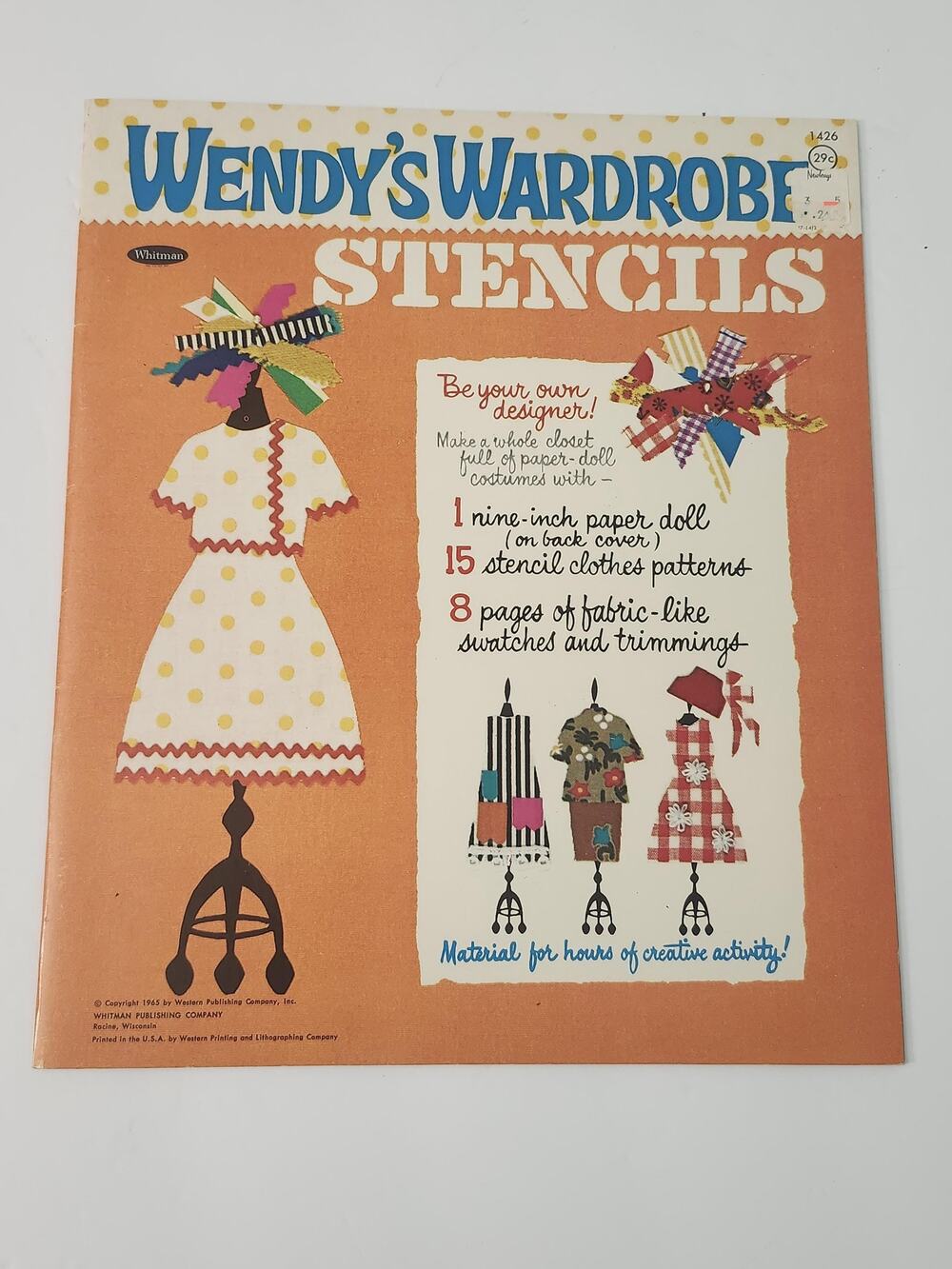 1965 Wendy's Wardrobe Stencils Paper Doll Book Whitman Uncut Retro Fashion